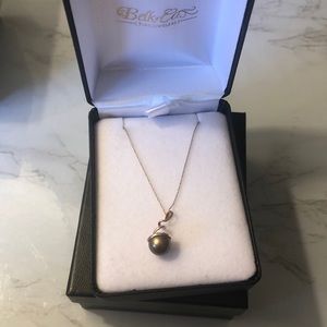 10k rose gold Tahitian (chocolate) pearl necklace